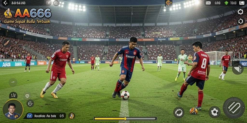 Screenshot gameplay <strong>AA666</strong> menampilkan aksi seru di lapangan sepak bola.