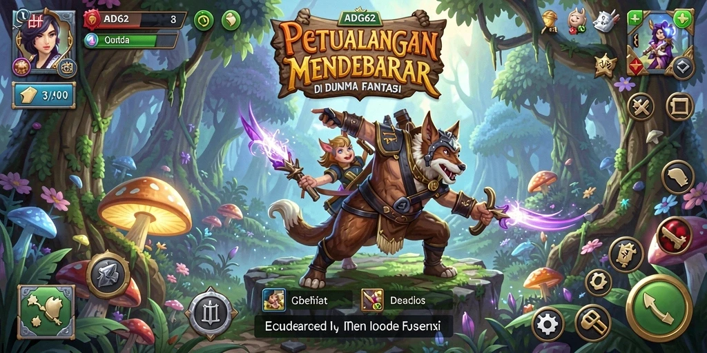 Screenshot gameplay ADG62 menampilkan petualangan seru di dunia fantasi.