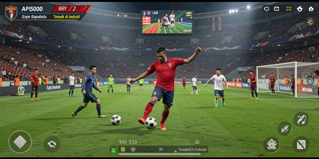 Tangkapan layar gameplay API5000 dengan aksi sepakbola seru.