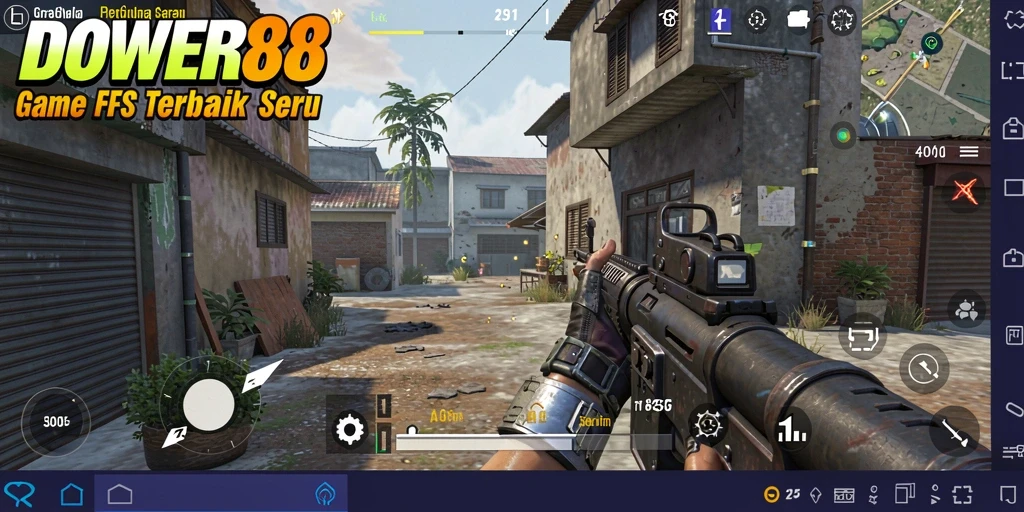 Screenshot menunjukkan aksi tembak-menembak yang intens dalam DOWER88.