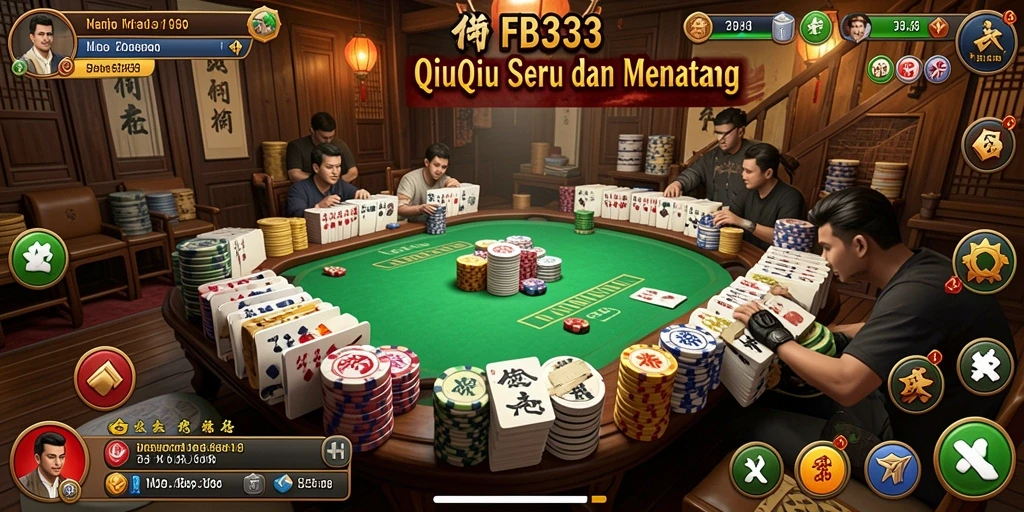 Menampilkan aksi seru dalam permainan QiuQiu.