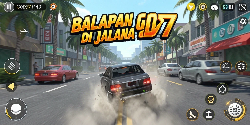 Tampilan gameplay GOD77 yang seru dan mendebarkan di lintasan balap.