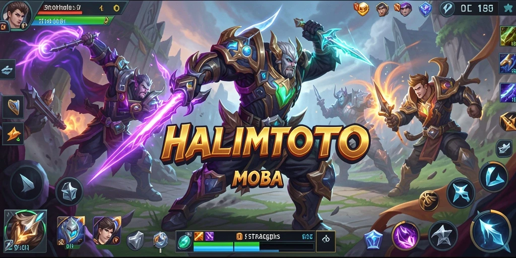 Screenshot utama HALIMTOTO menampilkan aksi memukau dalam pertarungan MOBA.