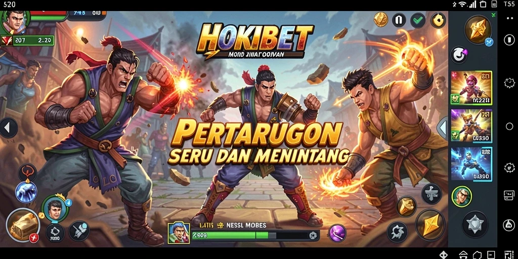 Screenshot HOKIBET menampilkan pertarungan luar biasa dengan efek serangan yang menakjubkan.