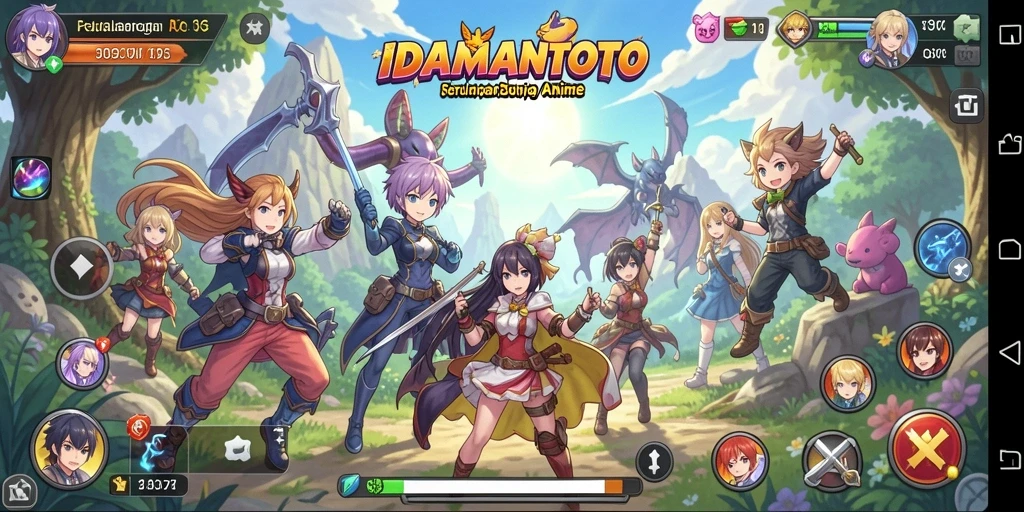 Tampilan gameplay IDAMANTOTO yang penuh aksi dan karakter anime yang menawan.