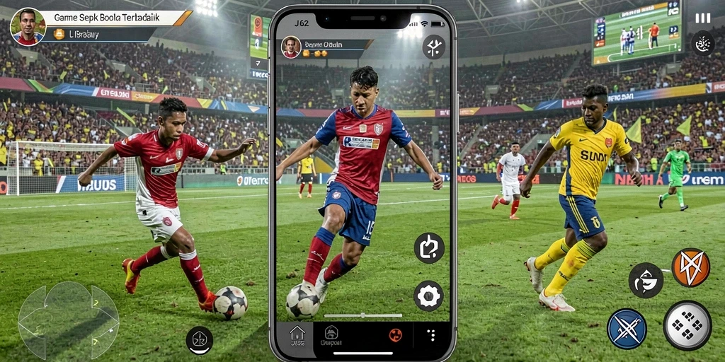 Tangkapan layar gameplay <strong>JJ62</strong> dengan aksi seru di lapangan sepak bola.