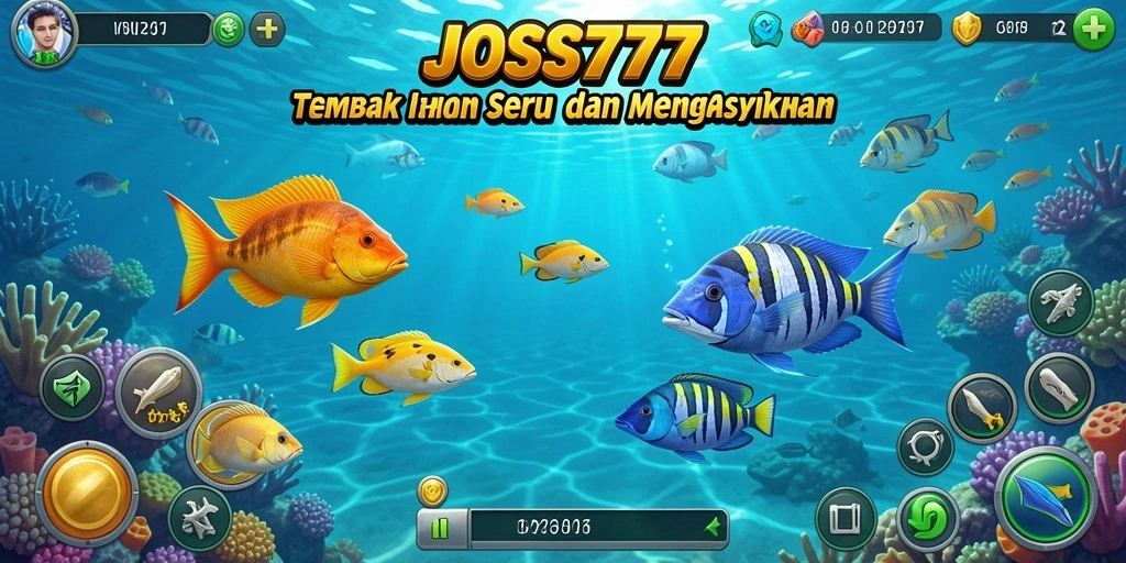 Screenshot utama JOSS777 menampilkan aksi seru Tembak Ikan.