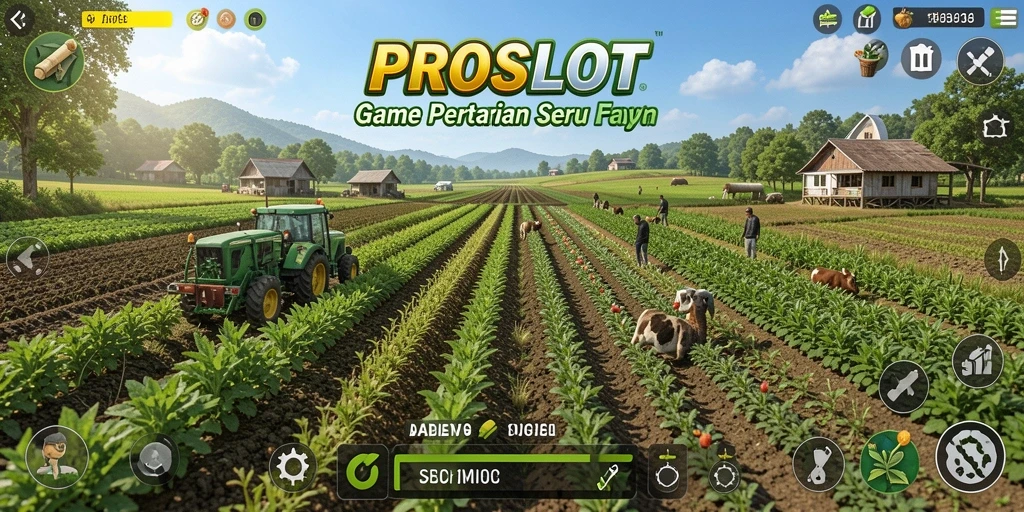 Tampilan gameplay PROSLOT yang menarik dengan aktivitas pertanian.