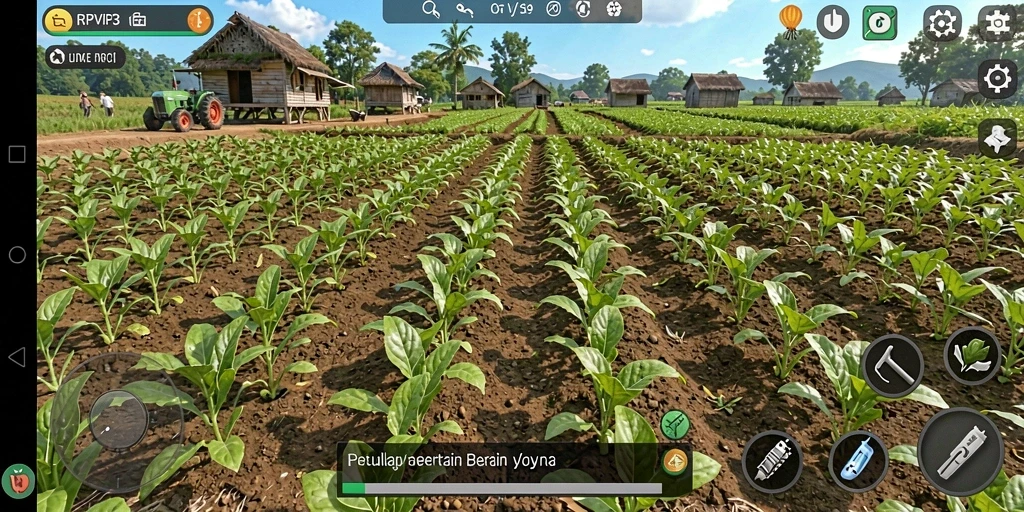 Tampilan gameplay RPVIP3 dengan aktivitas bertani yang mengasyikkan.