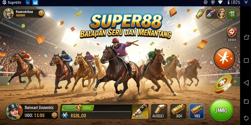 Gameplay balapan mendebarkan di SUPER88.