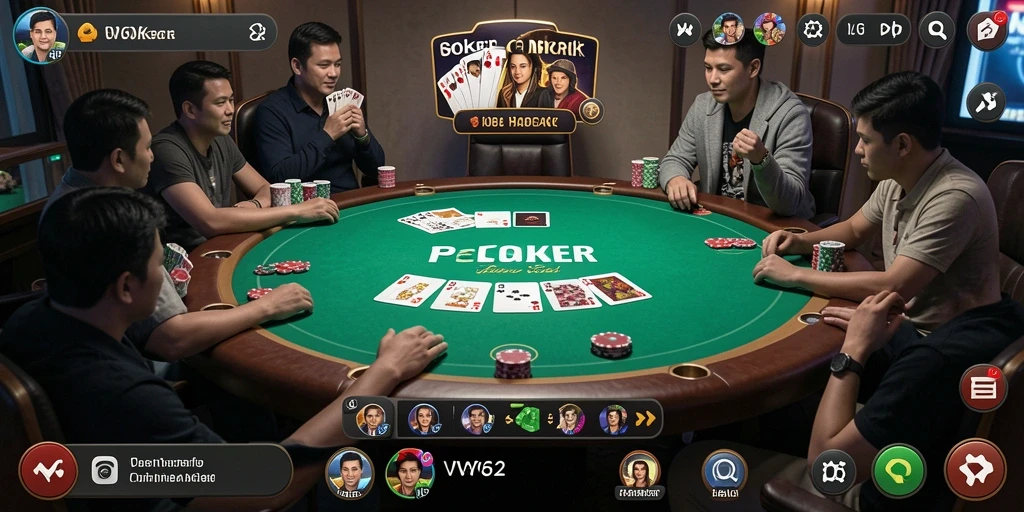 Tampilan menarik gameplay Poker di VV62 dengan grafik yang tajam.