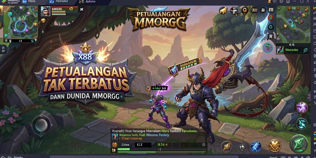 Screenshot gameplay X88 menampilkan petualangan mendebarkan di dunia MMORPG.