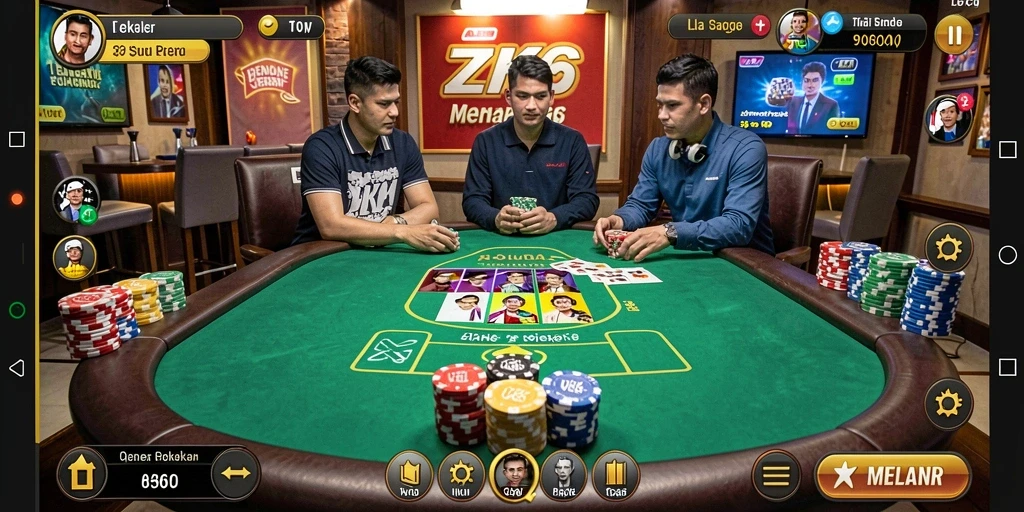 Tampilan gameplay ZK6 dengan suasana Poker yang menegangkan.